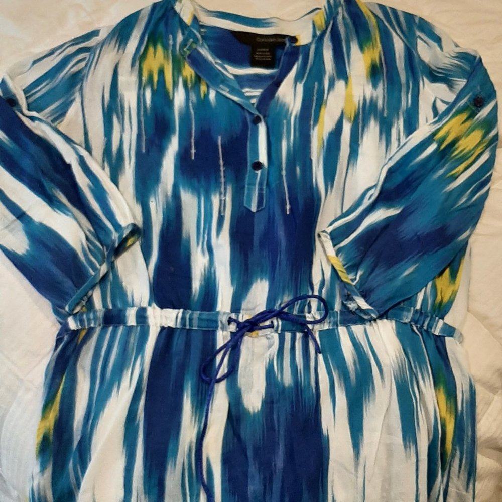 Calvin Klein Button down cinch waist top